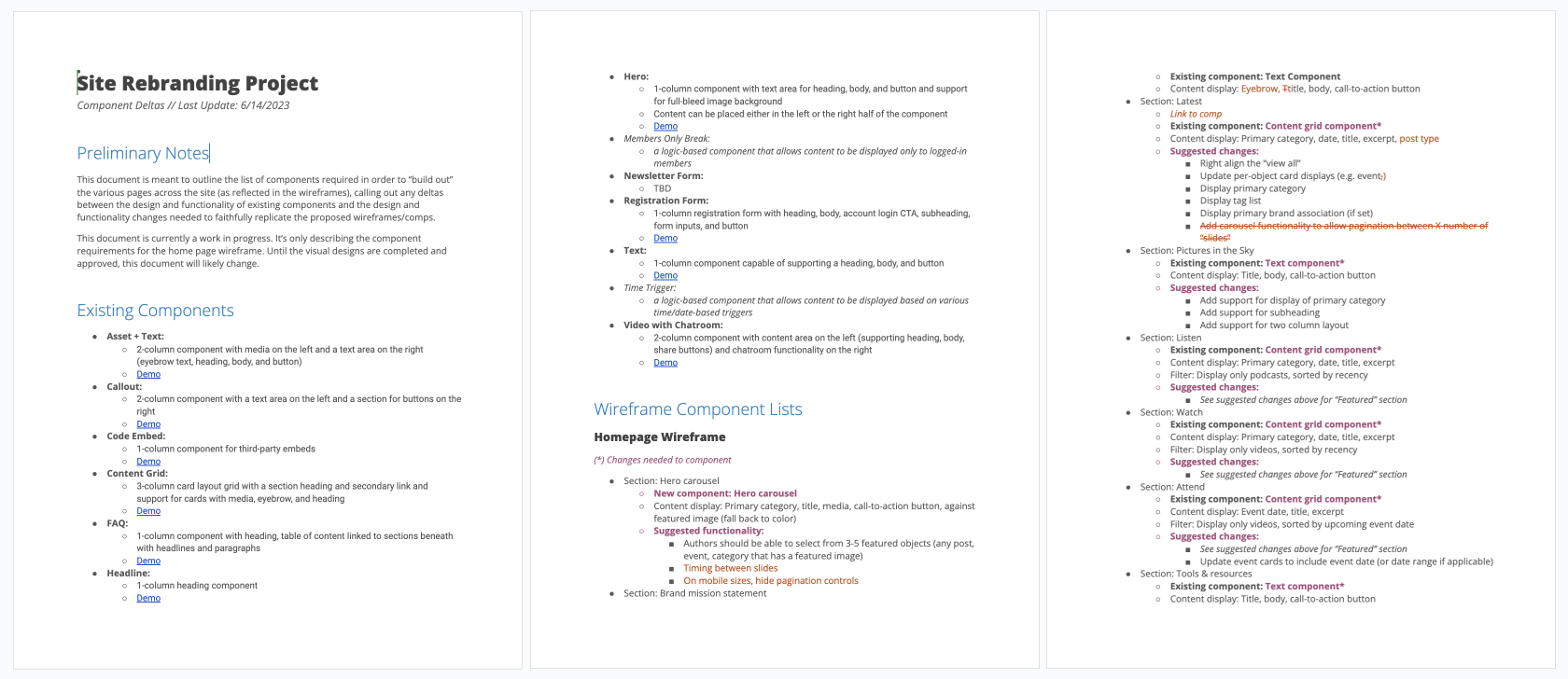 Component Deltas Document