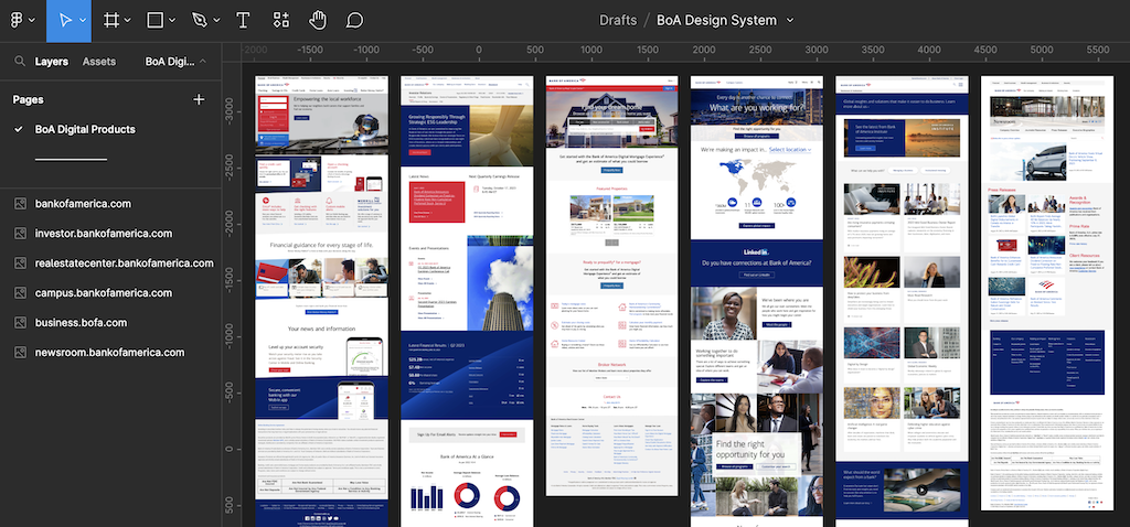 A digital product inventory in Figma