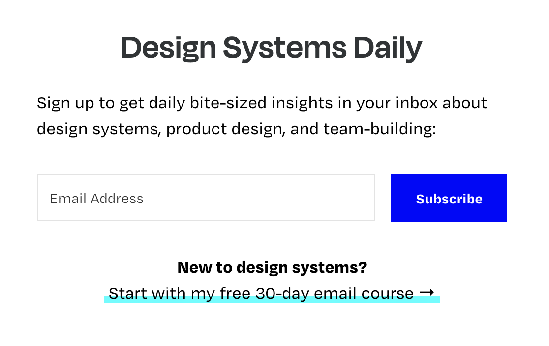 Practical Design System newsletter component